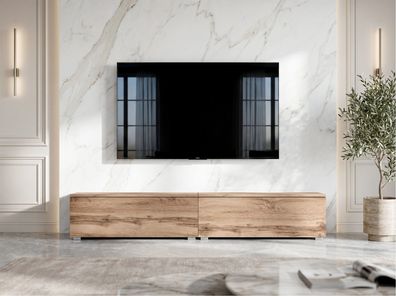 AX LIVING Barvo 2x100 cm TV Kommode Lowboard Braun Eiche Wotan Stehend