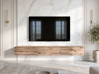 AX LIVING Barvo 3x100 cm TV Kommode Lowboard Braun Eiche Wotan Hängend