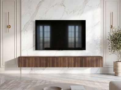 AX LIVING Barvo 3x100 TV Kommode Lowboard Dunkelbraun Nussbaum Warmia H