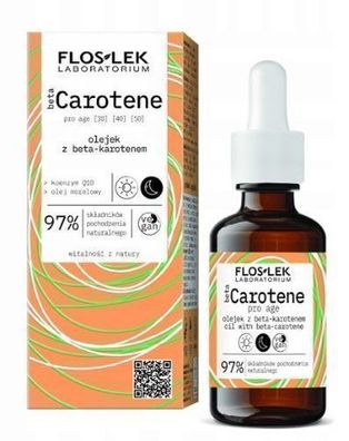 Flos-Lek Beta Carotin Anti-Aging Gesichtsoel mit Vitamin A - 50ml fuer strahlende