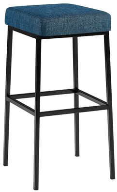 Barhocker BIDAN Stoff Blau 37x37x78 cm Barstuhl Mit Lehne Tresenhocker Tresenstuhl