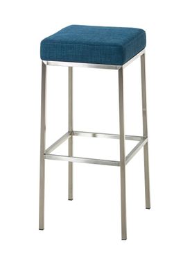 Barhocker BIDAN Stoff Blau 37x37x85 cm Barstuhl Mit Lehne Tresenhocker Tresenstuhl