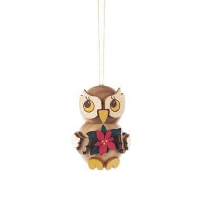 Baumbehang Eulenkind mit Weihnachtsstern NEU 4 cm Eulenbaby Tannenbaumschmuck