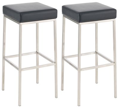 2er Set Barhocker BIDAN Kunstleder Schwarz 37x37x85 cm Barstuhl Mit Lehne