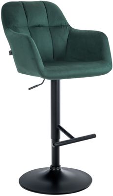 Barhocker TUBEL Samt Gr?n 57x59x97 cm Schwarz Barstuhl H?henverstellbar Mit Lehne