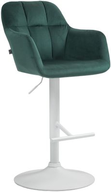 Barhocker TUBEL Samt Gr?n 57x59x97 cm Wei? Barstuhl H?henverstellbar Mit Lehne