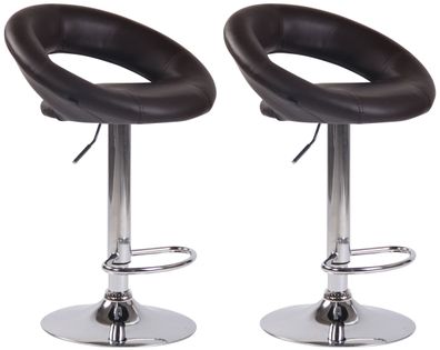 2er Set Barhocker MEKIM Kunstleder Braun 53x47x80 cm Silber Barstuhl H?henverstellbar