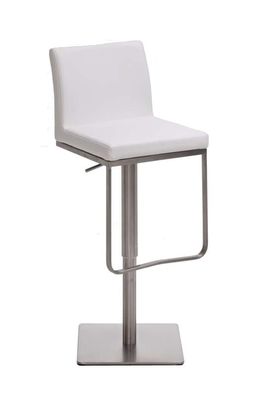 Barhocker CARIN Kunstleder Wei? 42x44x86 cm Silber Barstuhl H?henverstellbar Mit