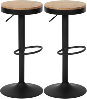 2er Set Barhocker KORID Holz Natura 38.5x38.5x58 cm Barstuhl H?henverstellbar Drehbar