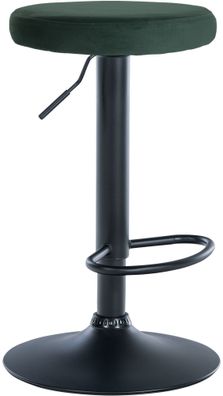 Barhocker KAZON Samt Gr?n 38.5x38.5x60 cm Schwarz Barstuhl H?henverstellbar