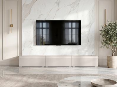 AX LIVING Barvo 3x100 cm TV Kommode Lowboard Beige Kaschmir Stehend