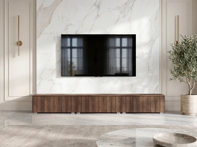 AX LIVING Barvo 3x100 TV Kommode Lowboard Dunkelbraun Nussbaum Warmia S