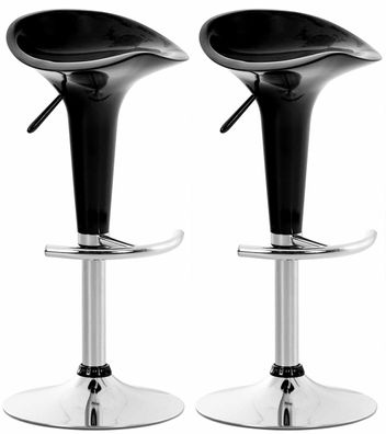2er Set Barhocker CEKOT Kunststoff Schwarz 37x37x87 cm Barstuhl H?henverstellbar
