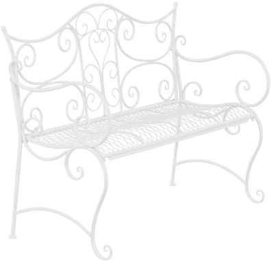 Gartenbank TODOR Metall Wei? 113x47x89 cm Metallbank Garten 2 Seitzer Bank Terrasse
