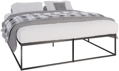 Metallbett SUKAR Metall Schwarz 185.5x205.5x46.5 cm Bett 180x200 Bettrahmen Metall