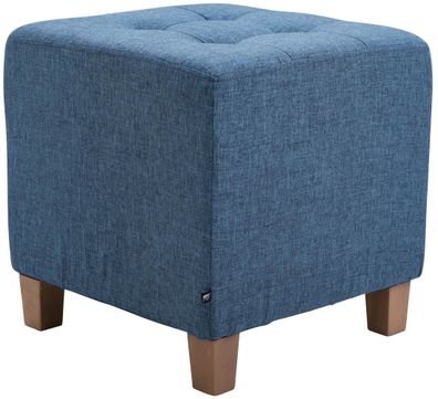 Sitzhocker CELIS Stoff Blau 45x45x46 cm Hocker Schlafzimmer Polsterhocker Wohnzimmer