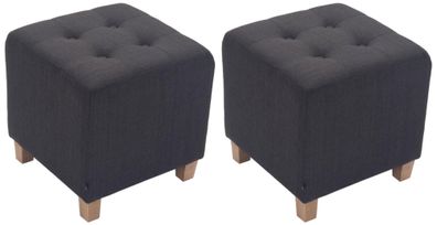 2er Set Sitzhocker CELIS Stoff Dunkelgrau 45x45x46 cm Hocker Schlafzimmer
