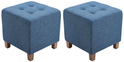 2er Set Sitzhocker CELIS Stoff Blau 45x45x46 cm Hocker Schlafzimmer Polsterhocker
