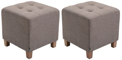 2er Set Sitzhocker CELIS Stoff Taupe 45x45x46 cm Hocker Schlafzimmer Polsterhocker