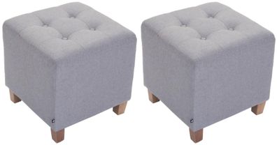 2er Set Sitzhocker CELIS Stoff Hellgrau 45x45x46 cm Hocker Schlafzimmer Polsterhocker