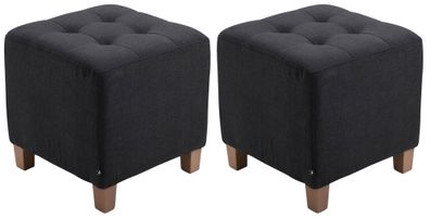 2er Set Sitzhocker CELIS Stoff Schwarz 45x45x46 cm Hocker Schlafzimmer Polsterhocker