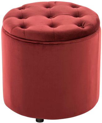 Sitzhocker CUTUN Samt Rot 44x44x42 cm Hocker Schlafzimmer Polsterhocker Wohnzimmer