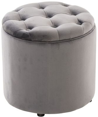 Sitzhocker CUTUN Samt Grau 44x44x42 cm Hocker Schlafzimmer Polsterhocker Wohnzimmer