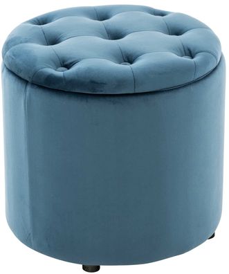 Sitzhocker CUTUN Samt Blau 44x44x42 cm Hocker Schlafzimmer Polsterhocker Wohnzimmer