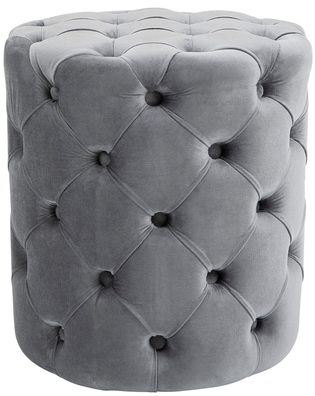 Sitzhocker BADOR Samt Grau 42x42x46 cm Hocker Schlafzimmer Polsterhocker Wohnzimmer