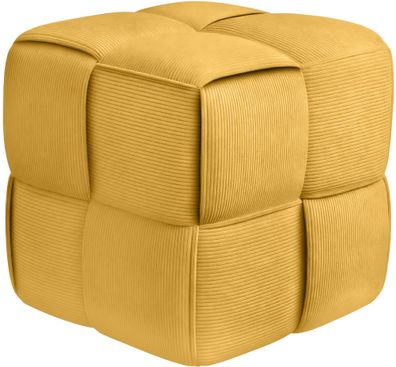 Sitzhocker GIROS Cord Gelb 40x40x40 cm Hocker Schlafzimmer Polsterhocker Wohnzimmer