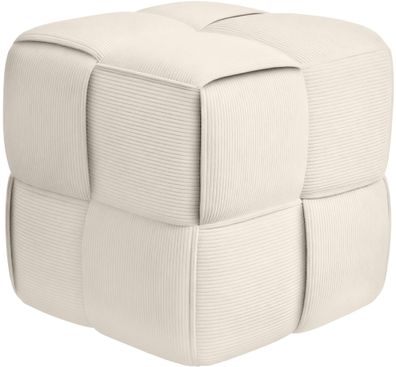 Sitzhocker GIROS Cord Creme 40x40x40 cm Hocker Schlafzimmer Polsterhocker Wohnzimmer