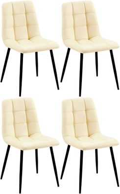 4er Set Esszimmerstuhl FANOR Kunstleder Creme 45x55x84 cm Essst?hle Esszimmerst?hle