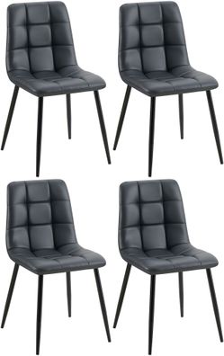 4er Set Esszimmerstuhl FANOR Kunstleder Schwarz 45x55x84 cm Essst?hle Esszimmerst?hle