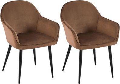 2er Set Esszimmerstuhl GENIM Samt Braun 60x60x84 cm Essst?hle Esszimmerst?hle