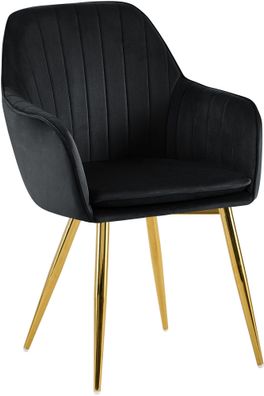 Esszimmerstuhl SULIS Samt Schwarz 60x86x57 cm Gold Essst?hle Esszimmerst?hle