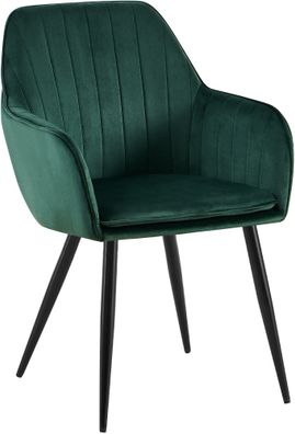 Esszimmerstuhl SULIS Samt Gr?n 60x86x57 cm Schwarz Essst?hle Esszimmerst?hle