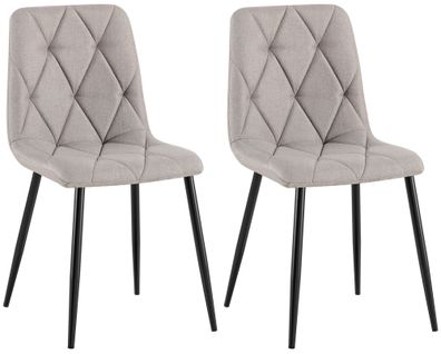 2er Set Esszimmerstuhl DOFAR Stoff Hellgrau 45x55x85 cm Essst?hle Esszimmerst?hle