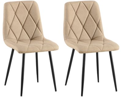 2er Set Esszimmerstuhl DOFAR Stoff Taupe 45x55x85 cm Essst?hle Esszimmerst?hle