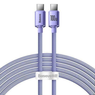 Baseus 100W USB-C auf USB-C Schnellladekabel, 2 Meter, Violett, 480Mb/s, kompati