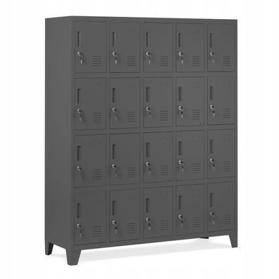 Umkleideschrank Spind Schließfachschrank Metallschrank 172x136x45 cm Anthrazit