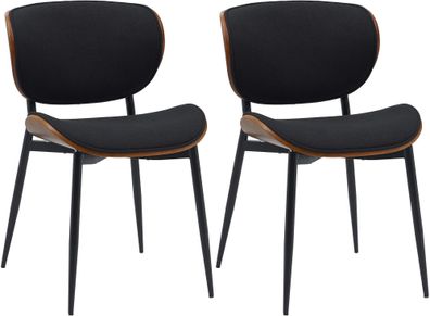 2er Set Esszimmerstuhl DUVAN Stoff Walnuss/schwarz 50x54x80 cm Essst?hle