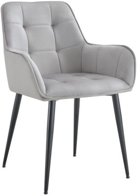 Esszimmerstuhl BOKEL Samt Hellgrau 58x62x86 cm Essst?hle Esszimmerst?hle K?chenst?hle
