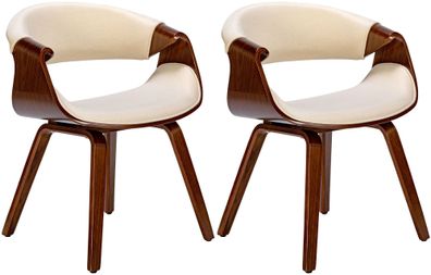 2er Set Esszimmerstuhl VIZON Stoff Walnuss/creme 62x52x76 cm Essst?hle