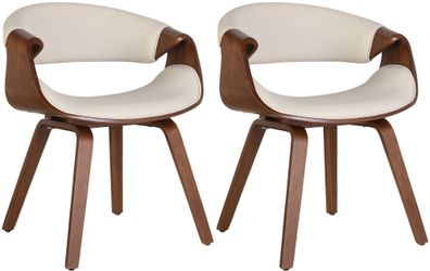 2er Set Esszimmerstuhl VIZON Kunstleder Eiche/creme 62x52x76 cm Essst?hle