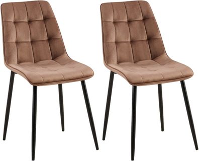 2er Set Esszimmerstuhl DARID Samt Braun 47x61x89 cm Essst?hle Esszimmerst?hle