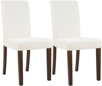 2er Set Esszimmerstuhl DALAN Cord Creme 41x47x91 cm Antik-Dunkel Essst?hle
