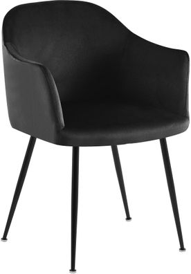 Esszimmerstuhl CILIS Samt Schwarz 57x58x80 cm Essst?hle Esszimmerst?hle K?chenst?hle
