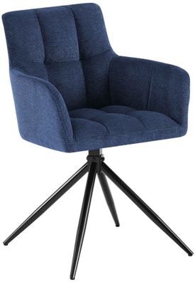 Esszimmerstuhl DEBAS Stoff Dunkelblau 59x59x87 cm Essst?hle Esszimmerst?hle