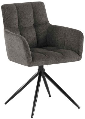 Esszimmerstuhl DEBAS Stoff Dunkelgrau 59x59x87 cm Essst?hle Esszimmerst?hle
