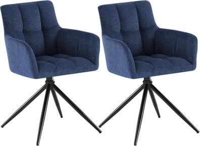 2er Set Esszimmerstuhl DEBAS Stoff Dunkelblau 59x59x87 cm Essst?hle Esszimmerst?hle